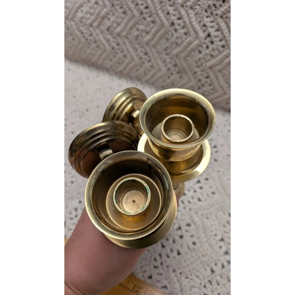 Vintage Solid Brass Wall Sconce Candle Holders Spiral Twist Ornate Gold 9.5